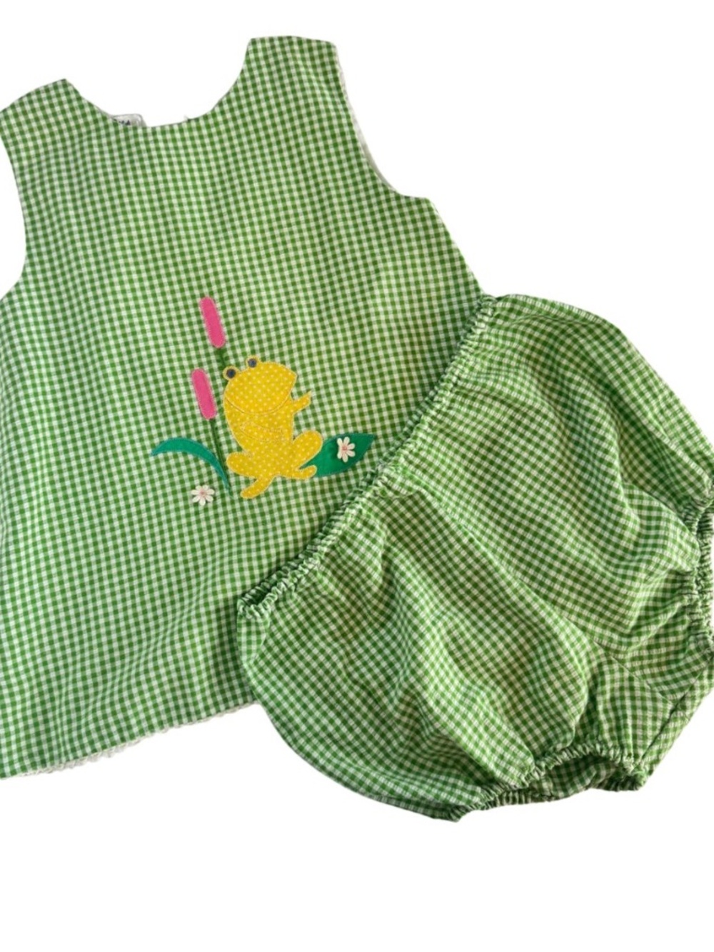 70’s Vintage Sylvie Whyte Green and White Gingham Set